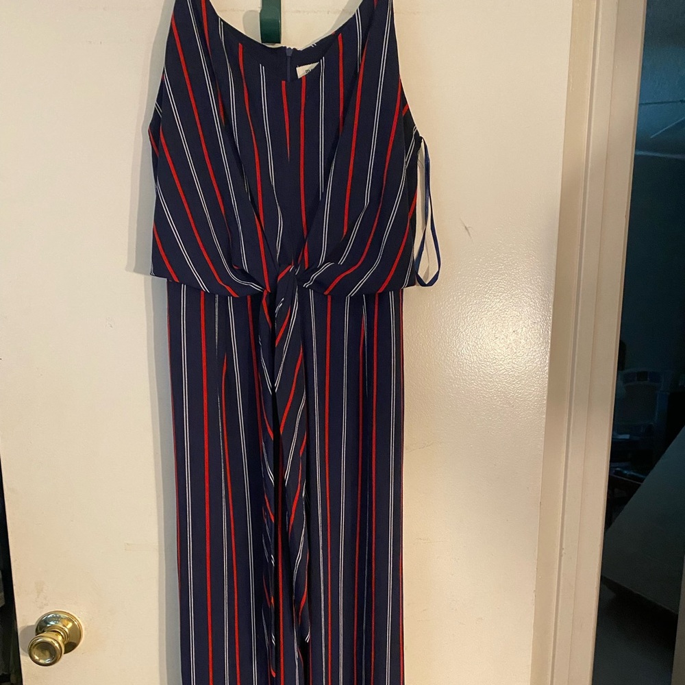 Brand new red navy and white striped pant jumpsuit